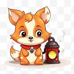 动物漫画小动物图片_可爱的狐狸和消防栓动物卡通人物