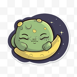 小海龟图片_月亮上睡觉的可爱动漫小海龟贴纸