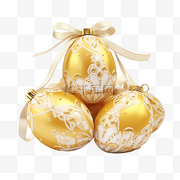 白色金蛋图片_复活节黄色组合物，带有闪亮的金