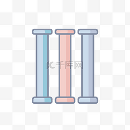 彩色和白色的三根柱子 向量