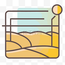 主图沙滩图片_白色和黄色矢量图中的抽象海滩线