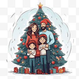 圣诞树矢量图图片_家庭圣诞节
