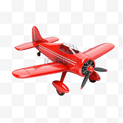 天空飞机插画图片_红色飞机 3d 插画模型