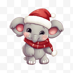 可爱的大象穿着圣诞老人服装
