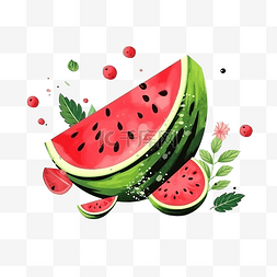 夏季健康图片_西瓜插画夏季水果