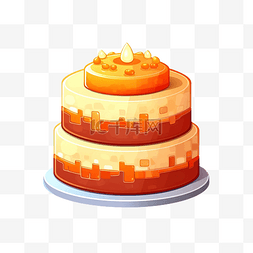 像素艺术中可爱的橙色层蛋糕
