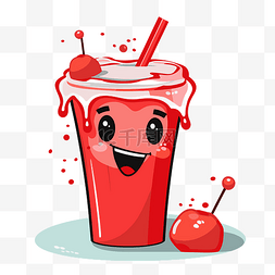 冰淇淋和可乐图片_可乐剪贴画卡通红色饮料，上面有