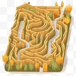 土壤剪贴画图片_秋季迷宫矢量卡通中的玉米迷宫剪