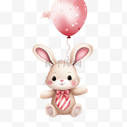 活波可爱卡通图片_可爱的兔子与粉红色气球图案波西