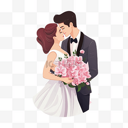 可爱卡通夫妻图片_可爱卡通年轻新婚夫妇蝴蝶兰花束