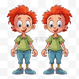 红头山雀图片_双胞胎剪贴画 两个红头发的卡通