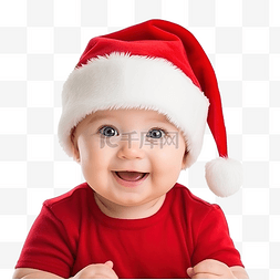 宝宝圣诞帽图片_戴着圣诞老人帽子的可爱宝宝玩圣