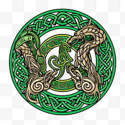 龙蛇卡通图片_凯尔特剪贴画绿色凯尔特纹身设计