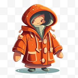 外套剪贴画橙色冬季外套卡通人物