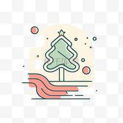 线条圣诞树矢量图片_带有线条艺术的平面设计圣诞树 