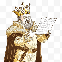 戴着金冠的滑稽愤怒的国王大声朗