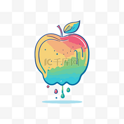 苹果线性图片_彩色苹果正滴着液体 向量