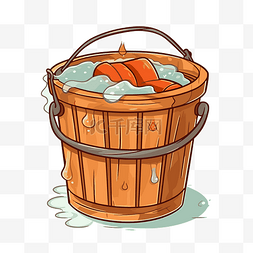 桶剪贴画木桶与洗涤桶与肥皂水卡