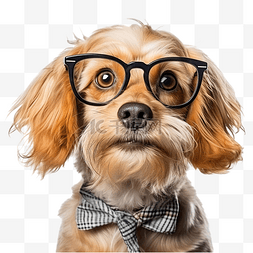 戴眼镜的可爱小狗ai生成