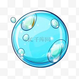 卡通蓝色水滴图片_洗衣机肥皂泡卡通