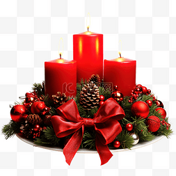 蜡烛圣诞树图片_圣诞花环，桌上放着彩色大蜡烛，