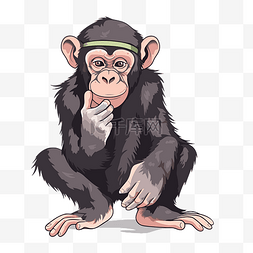 摆物背景图片_黑猩猩剪贴画可爱的黑猩猩思考在