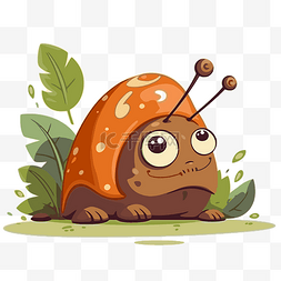 地上有叶子图片_蛞蝓剪贴画可爱的卡通蜗牛，有腿