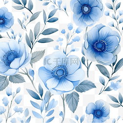 手绘花蓝色花卉图片_水彩蓝色花卉