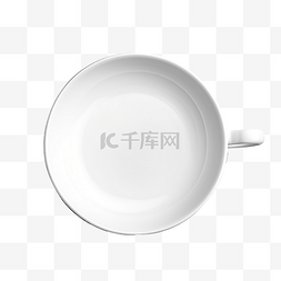 白杯子图片_带盘子的白咖啡杯的顶视图