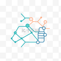 相互连接的点网络的线条图标 向