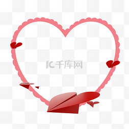 红色质感纸图片_情人节3d折纸爱心边框