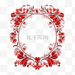红色丝带相框图片_优雅的花卉装饰装饰红色相框