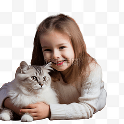 喜欢猫的人图片_壁炉和圣诞树旁带着猫的快乐微笑