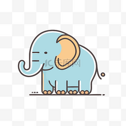 这只可爱的蓝色大象在灰色背景上