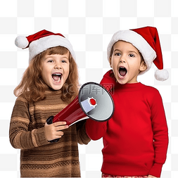 冬季卡通女孩图片_快乐可爱的小男孩和女孩穿着红色