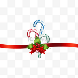 圣诞糖拐杖图片_圣诞节拐杖糖与红色丝带