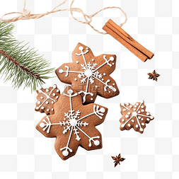 食物木图片_圣诞自制姜饼和香料在木头上