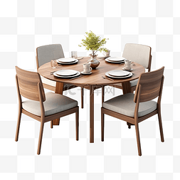 餐桌布格子布图片_3d 餐桌与木椅套装