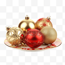 金色盘子图片_红色和金色的节日圣诞装饰品与盘