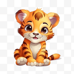 可爱的老虎动物插画