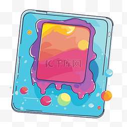 粉色的电脑图片_彩色平板电脑广场，配有彩色酱汁