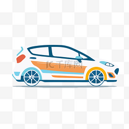 汽车界面设计图片_福特嘉年华汽车在蓝色背景矢量图