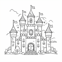 卡通城堡简单ai图片_为孩子们的城堡着色页