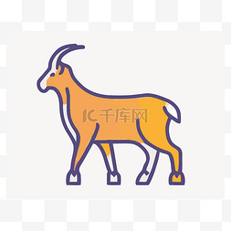 橙色和紫色图标形式的山羊 向量