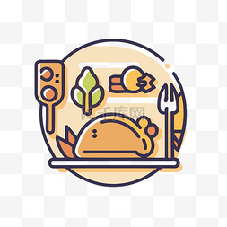 表达与火鸡的节日大餐的平面图标