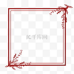 欧式花纹纹理元素图片_红色复古简约花纹装饰相框植物边