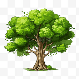 水彩绿树背景图片_卡通树绿树