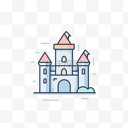 白色背景中线性风格的城堡 向量