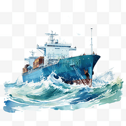 透明背景图标图片_海上的货船