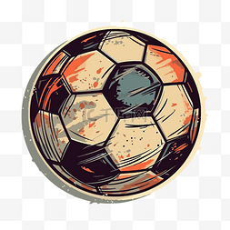 足球在灰色背景剪贴画上的复古风